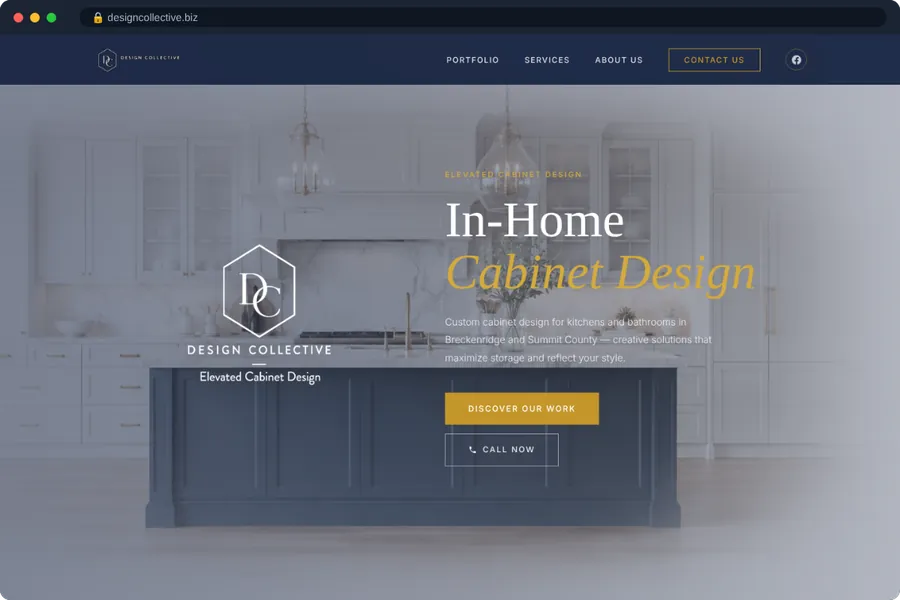 Design Collective website homepage: in-home cabinet design